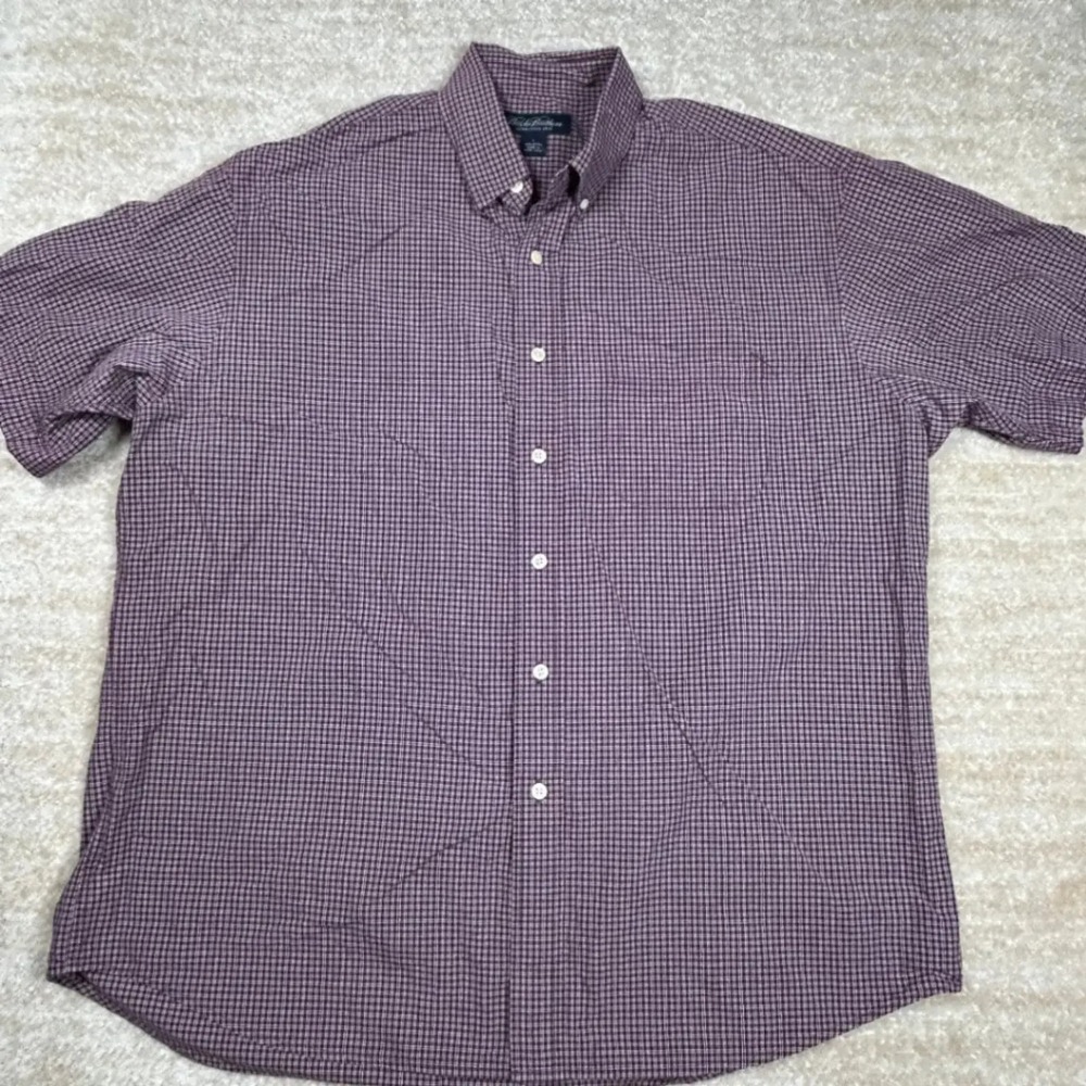 Brooks Brothers Mens Vintage Dark Academia Micro Check Button Down Shirt L Red